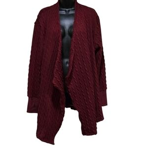Weekend Women's Cardigan Sweater Thumbhole Open Long Cable Knit w/Pockets Size L